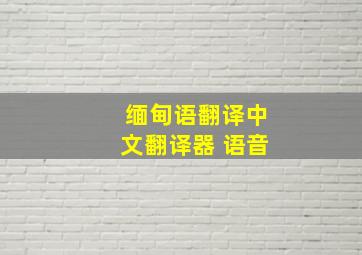 缅甸语翻译中文翻译器 语音